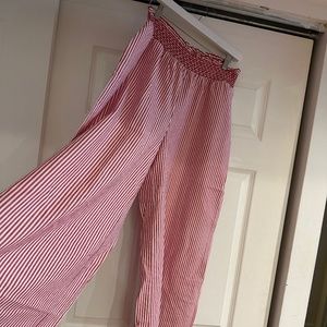 Cotton stripped side cut wide leg pants